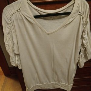 Nine West blouson top with braided sleeve detail